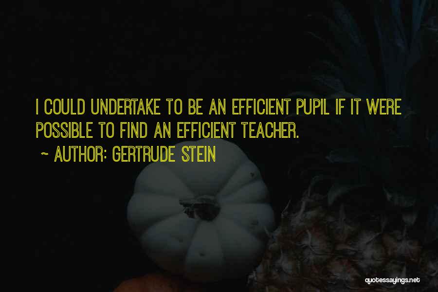 Gertrude Stein Quotes: I Could Undertake To Be An Efficient Pupil If It Were Possible To Find An Efficient Teacher.