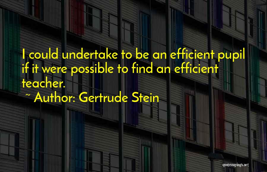 Gertrude Stein Quotes: I Could Undertake To Be An Efficient Pupil If It Were Possible To Find An Efficient Teacher.