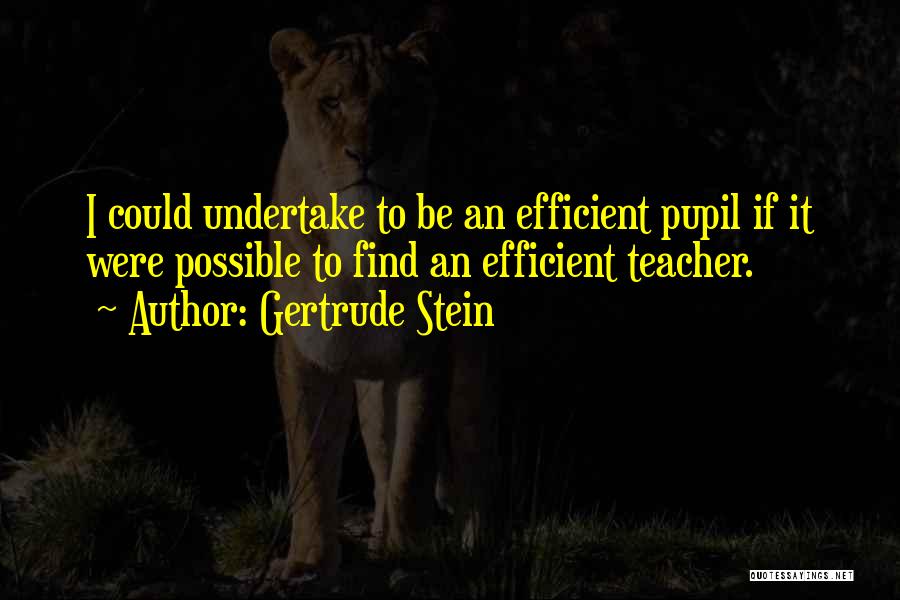 Gertrude Stein Quotes: I Could Undertake To Be An Efficient Pupil If It Were Possible To Find An Efficient Teacher.