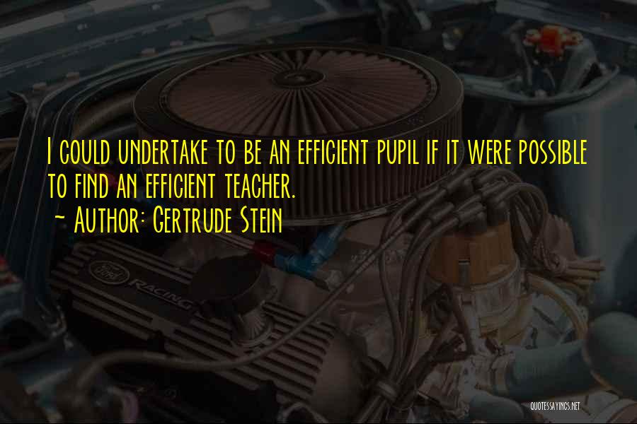 Gertrude Stein Quotes: I Could Undertake To Be An Efficient Pupil If It Were Possible To Find An Efficient Teacher.