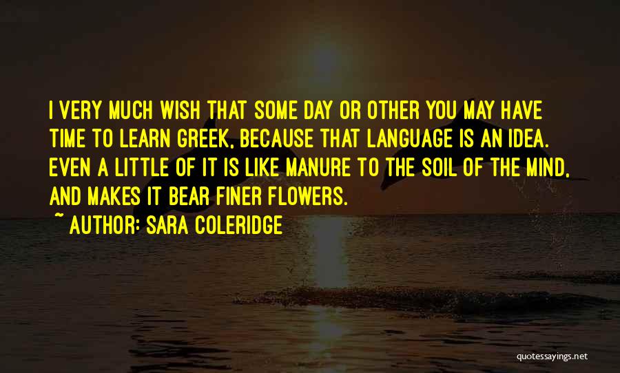 Sara Coleridge Quotes: I Very Much Wish That Some Day Or Other You May Have Time To Learn Greek, Because That Language Is