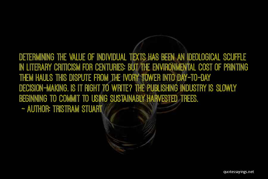 Tristram Stuart Quotes: Determining The Value Of Individual Texts Has Been An Ideological Scuffle In Literary Criticism For Centuries: But The Environmental Cost