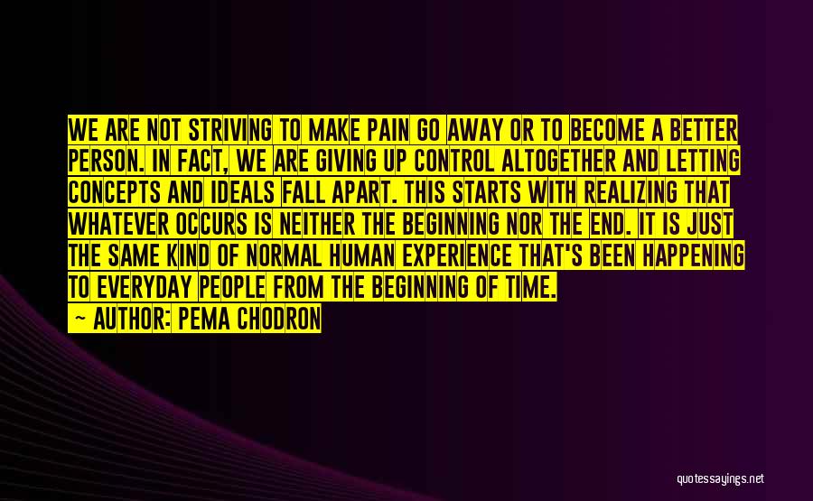 Pema Chodron Quotes: We Are Not Striving To Make Pain Go Away Or To Become A Better Person. In Fact, We Are Giving