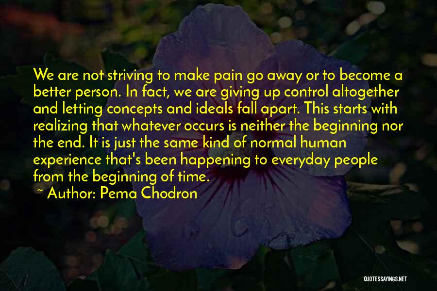 Pema Chodron Quotes: We Are Not Striving To Make Pain Go Away Or To Become A Better Person. In Fact, We Are Giving