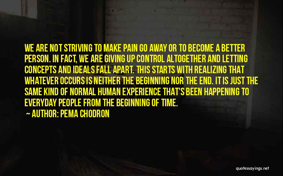 Pema Chodron Quotes: We Are Not Striving To Make Pain Go Away Or To Become A Better Person. In Fact, We Are Giving