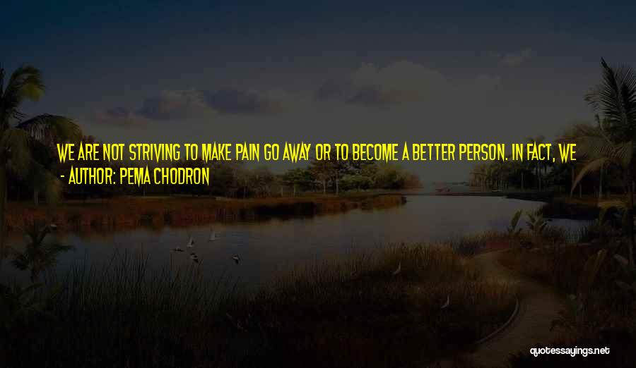 Pema Chodron Quotes: We Are Not Striving To Make Pain Go Away Or To Become A Better Person. In Fact, We Are Giving