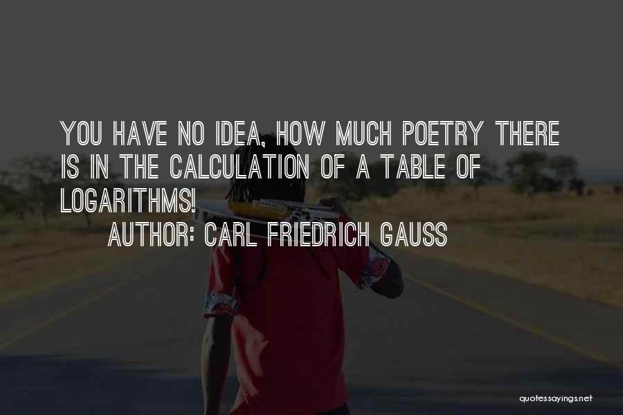 Carl Friedrich Gauss Quotes: You Have No Idea, How Much Poetry There Is In The Calculation Of A Table Of Logarithms!