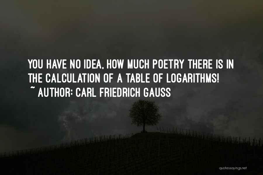 Carl Friedrich Gauss Quotes: You Have No Idea, How Much Poetry There Is In The Calculation Of A Table Of Logarithms!