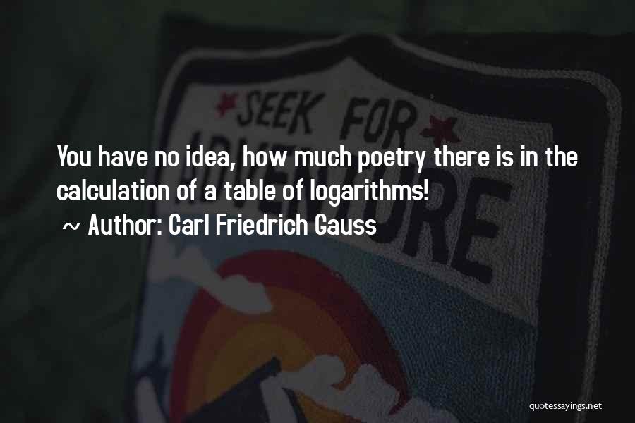 Carl Friedrich Gauss Quotes: You Have No Idea, How Much Poetry There Is In The Calculation Of A Table Of Logarithms!