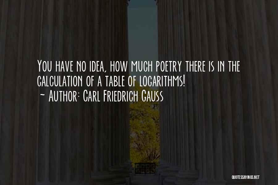 Carl Friedrich Gauss Quotes: You Have No Idea, How Much Poetry There Is In The Calculation Of A Table Of Logarithms!
