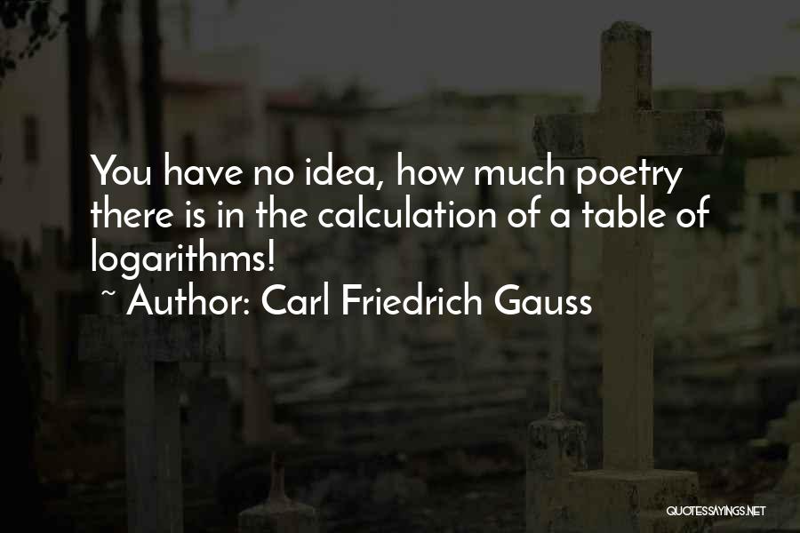 Carl Friedrich Gauss Quotes: You Have No Idea, How Much Poetry There Is In The Calculation Of A Table Of Logarithms!