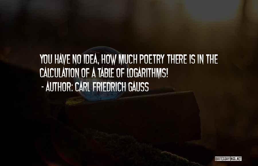 Carl Friedrich Gauss Quotes: You Have No Idea, How Much Poetry There Is In The Calculation Of A Table Of Logarithms!