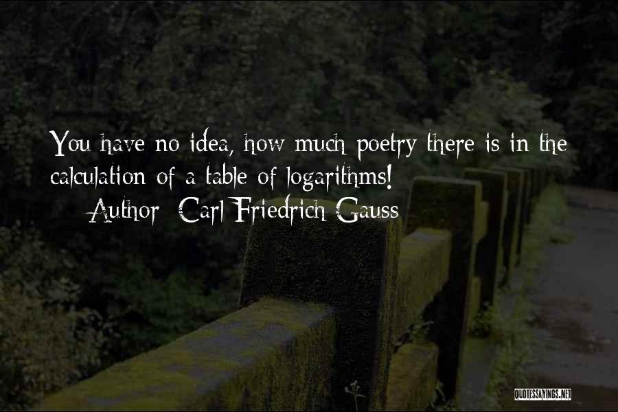 Carl Friedrich Gauss Quotes: You Have No Idea, How Much Poetry There Is In The Calculation Of A Table Of Logarithms!