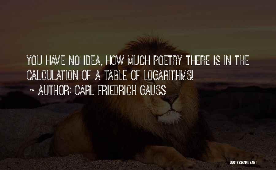Carl Friedrich Gauss Quotes: You Have No Idea, How Much Poetry There Is In The Calculation Of A Table Of Logarithms!