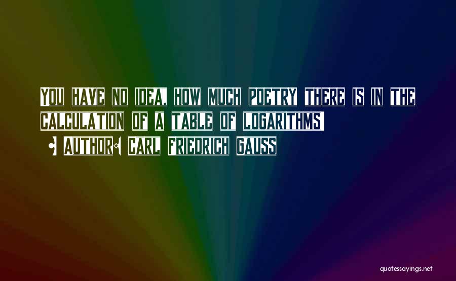 Carl Friedrich Gauss Quotes: You Have No Idea, How Much Poetry There Is In The Calculation Of A Table Of Logarithms!