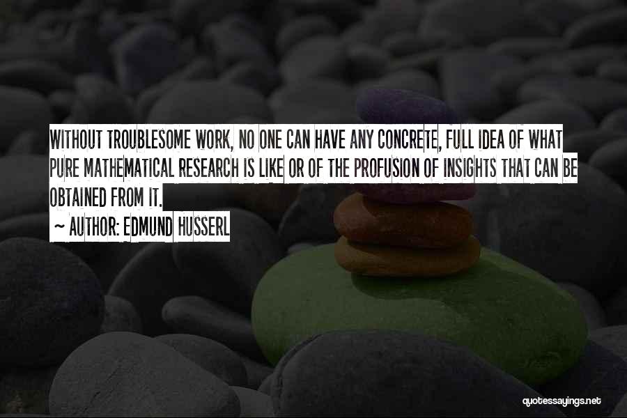 Edmund Husserl Quotes: Without Troublesome Work, No One Can Have Any Concrete, Full Idea Of What Pure Mathematical Research Is Like Or Of