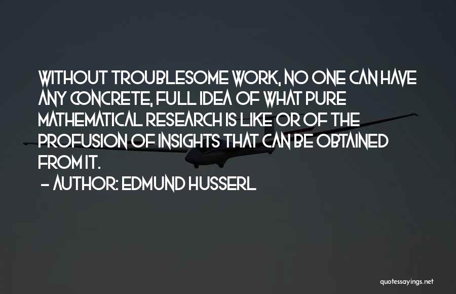 Edmund Husserl Quotes: Without Troublesome Work, No One Can Have Any Concrete, Full Idea Of What Pure Mathematical Research Is Like Or Of