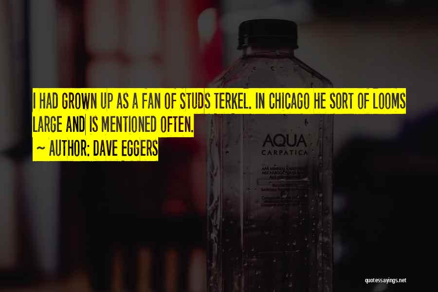 Dave Eggers Quotes: I Had Grown Up As A Fan Of Studs Terkel. In Chicago He Sort Of Looms Large And Is Mentioned