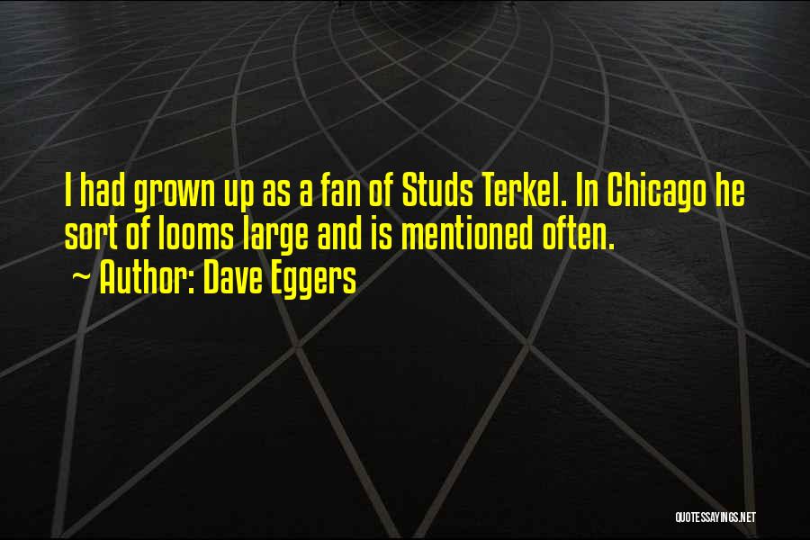 Dave Eggers Quotes: I Had Grown Up As A Fan Of Studs Terkel. In Chicago He Sort Of Looms Large And Is Mentioned