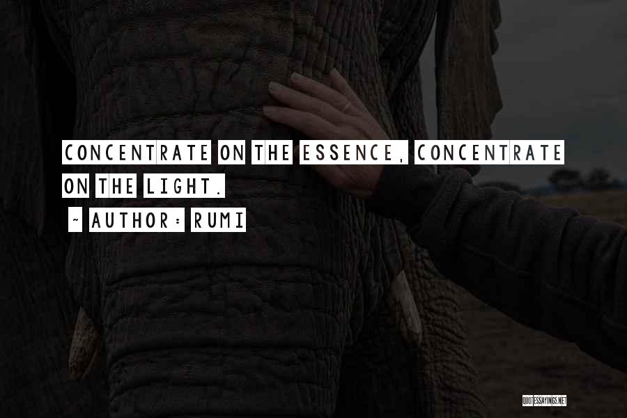 Rumi Quotes: Concentrate On The Essence, Concentrate On The Light.