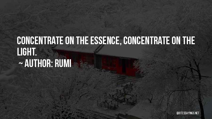 Rumi Quotes: Concentrate On The Essence, Concentrate On The Light.