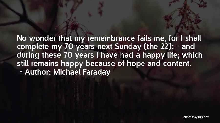 Michael Faraday Quotes: No Wonder That My Remembrance Fails Me, For I Shall Complete My 70 Years Next Sunday (the 22); - And