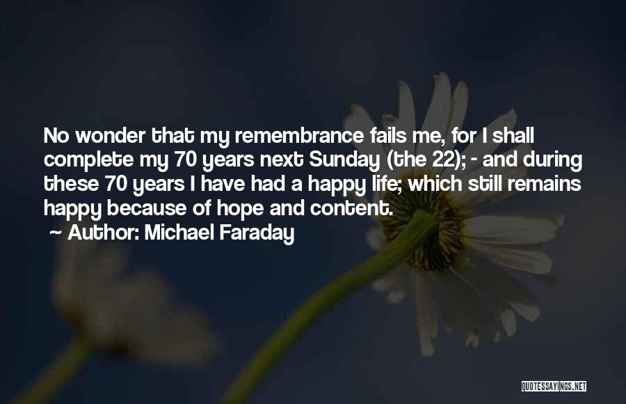 Michael Faraday Quotes: No Wonder That My Remembrance Fails Me, For I Shall Complete My 70 Years Next Sunday (the 22); - And