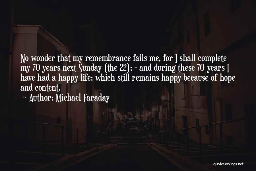 Michael Faraday Quotes: No Wonder That My Remembrance Fails Me, For I Shall Complete My 70 Years Next Sunday (the 22); - And