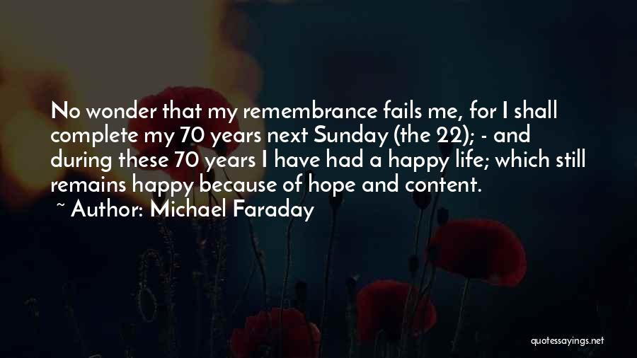 Michael Faraday Quotes: No Wonder That My Remembrance Fails Me, For I Shall Complete My 70 Years Next Sunday (the 22); - And