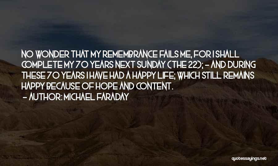 Michael Faraday Quotes: No Wonder That My Remembrance Fails Me, For I Shall Complete My 70 Years Next Sunday (the 22); - And