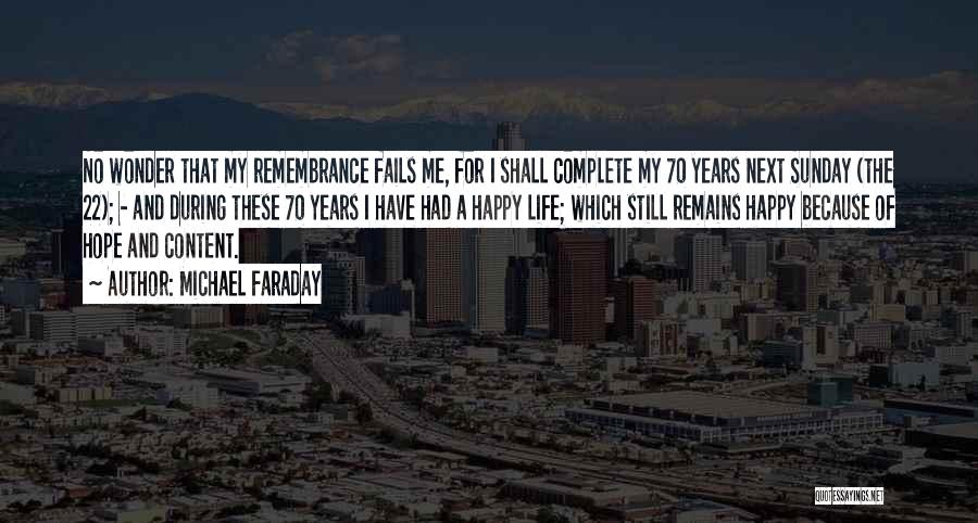 Michael Faraday Quotes: No Wonder That My Remembrance Fails Me, For I Shall Complete My 70 Years Next Sunday (the 22); - And