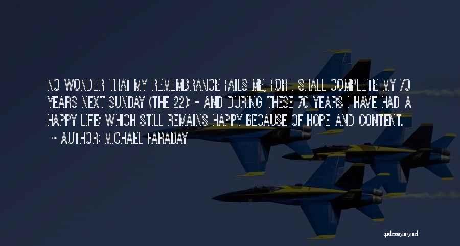 Michael Faraday Quotes: No Wonder That My Remembrance Fails Me, For I Shall Complete My 70 Years Next Sunday (the 22); - And