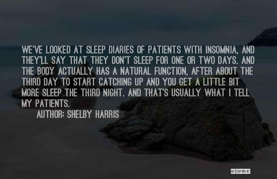 Shelby Harris Quotes: We've Looked At Sleep Diaries Of Patients With Insomnia, And They'll Say That They Don't Sleep For One Or Two