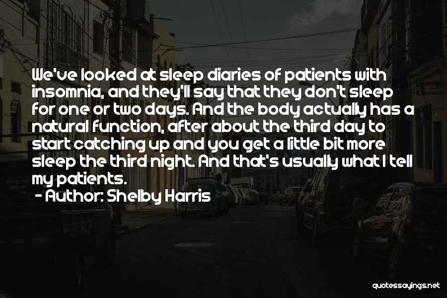 Shelby Harris Quotes: We've Looked At Sleep Diaries Of Patients With Insomnia, And They'll Say That They Don't Sleep For One Or Two