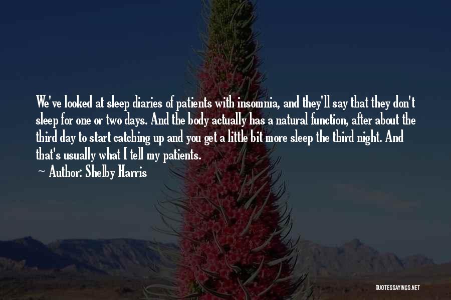 Shelby Harris Quotes: We've Looked At Sleep Diaries Of Patients With Insomnia, And They'll Say That They Don't Sleep For One Or Two