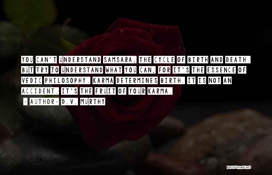 D.V. Murthy Quotes: You Can't Understand Samsara, The Cycle Of Birth And Death. But Try To Understand What You Can, For It's The