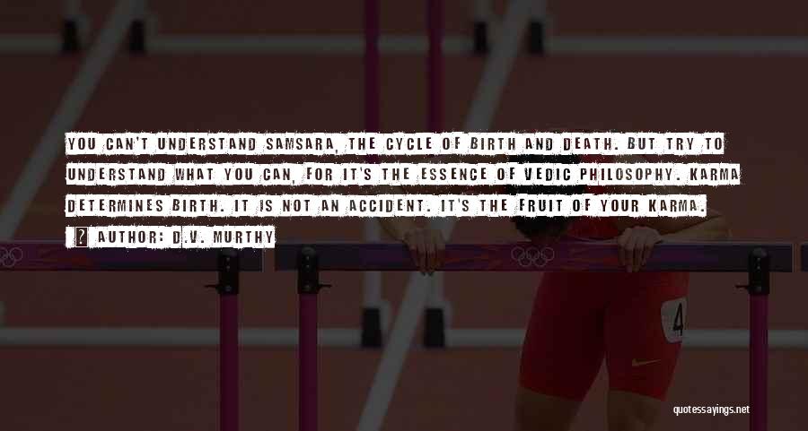 D.V. Murthy Quotes: You Can't Understand Samsara, The Cycle Of Birth And Death. But Try To Understand What You Can, For It's The