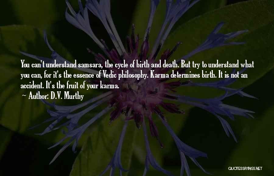 D.V. Murthy Quotes: You Can't Understand Samsara, The Cycle Of Birth And Death. But Try To Understand What You Can, For It's The