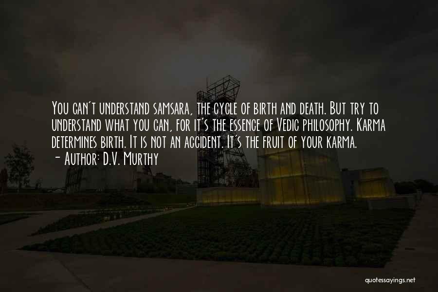 D.V. Murthy Quotes: You Can't Understand Samsara, The Cycle Of Birth And Death. But Try To Understand What You Can, For It's The