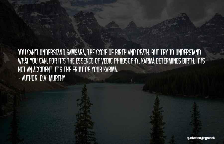 D.V. Murthy Quotes: You Can't Understand Samsara, The Cycle Of Birth And Death. But Try To Understand What You Can, For It's The