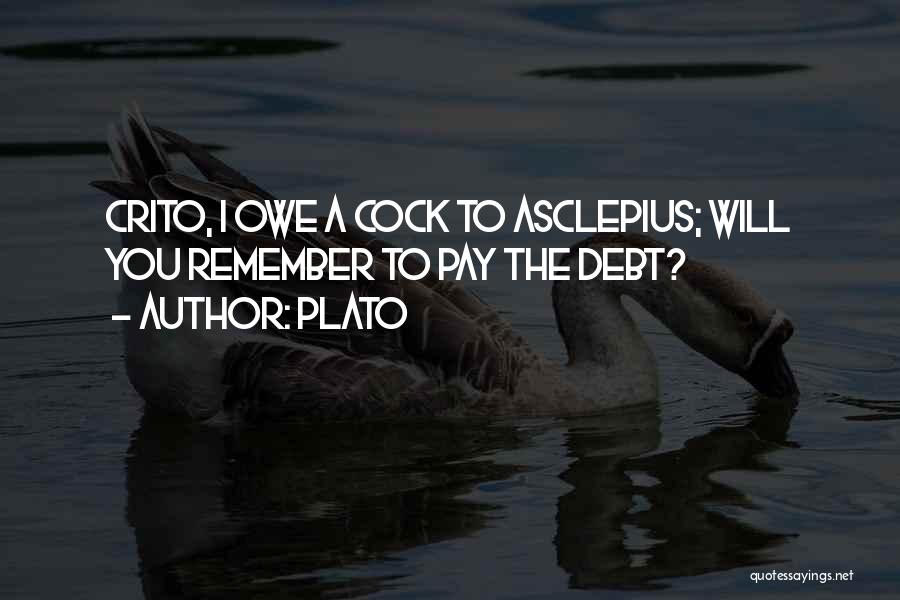 Plato Quotes: Crito, I Owe A Cock To Asclepius; Will You Remember To Pay The Debt?