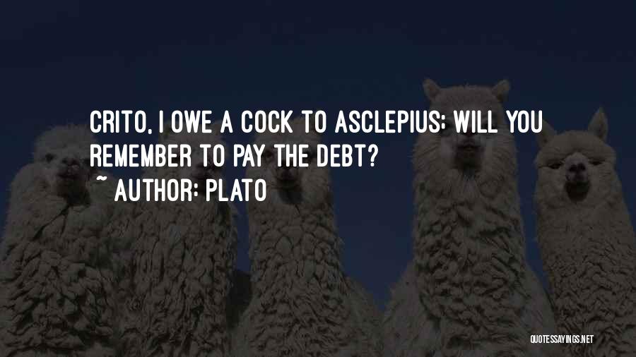 Plato Quotes: Crito, I Owe A Cock To Asclepius; Will You Remember To Pay The Debt?