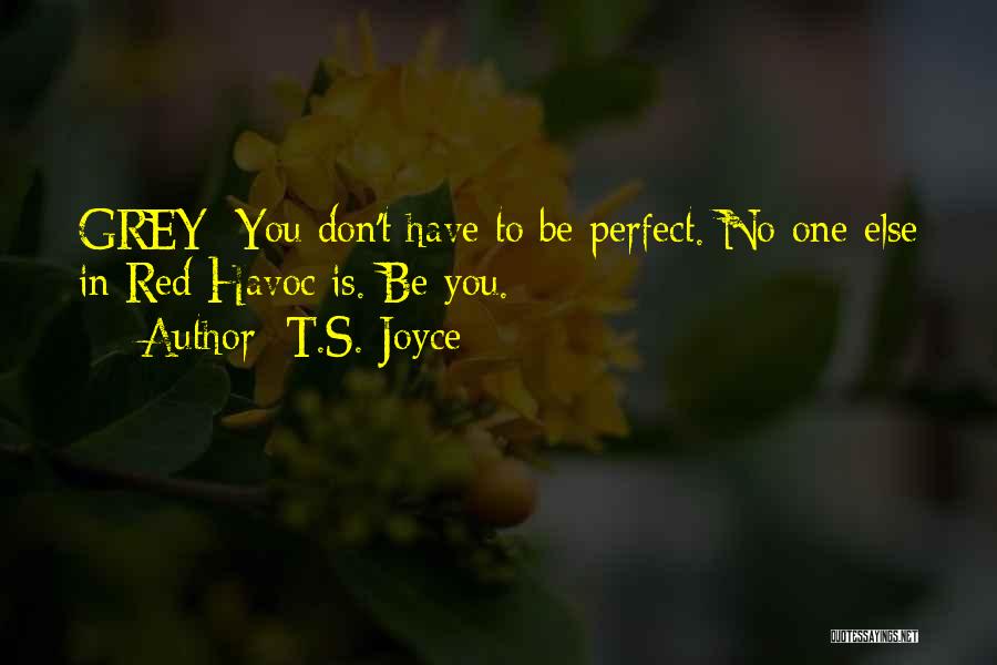 T.S. Joyce Quotes: Grey: You Don't Have To Be Perfect. No One Else In Red Havoc Is. Be You.