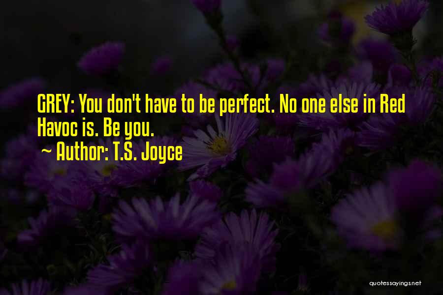 T.S. Joyce Quotes: Grey: You Don't Have To Be Perfect. No One Else In Red Havoc Is. Be You.
