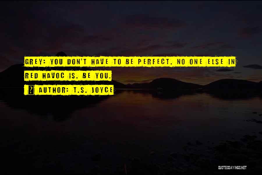 T.S. Joyce Quotes: Grey: You Don't Have To Be Perfect. No One Else In Red Havoc Is. Be You.