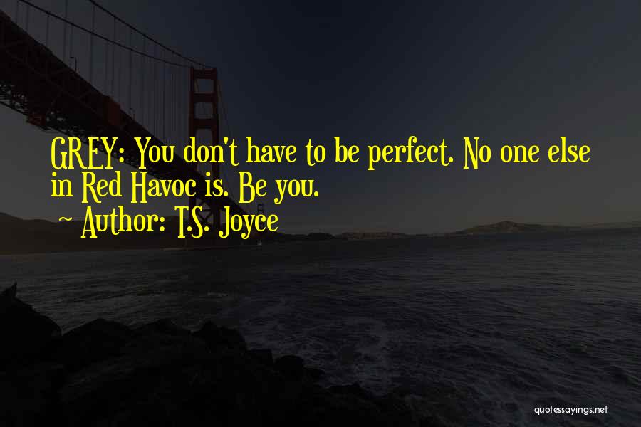 T.S. Joyce Quotes: Grey: You Don't Have To Be Perfect. No One Else In Red Havoc Is. Be You.