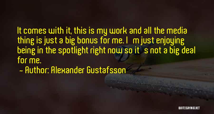 Alexander Gustafsson Quotes: It Comes With It, This Is My Work And All The Media Thing Is Just A Big Bonus For Me.