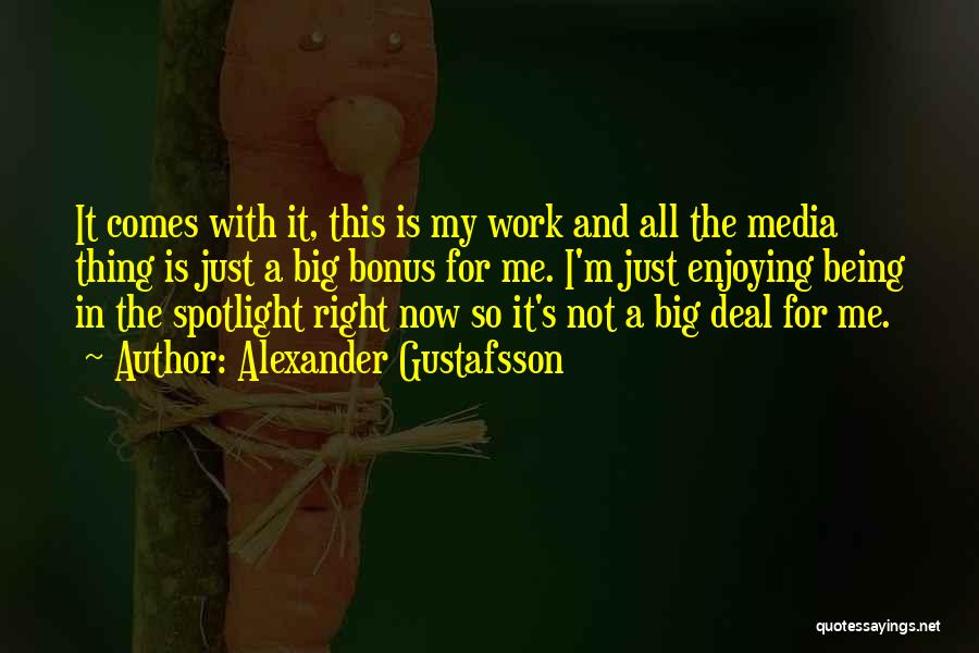 Alexander Gustafsson Quotes: It Comes With It, This Is My Work And All The Media Thing Is Just A Big Bonus For Me.