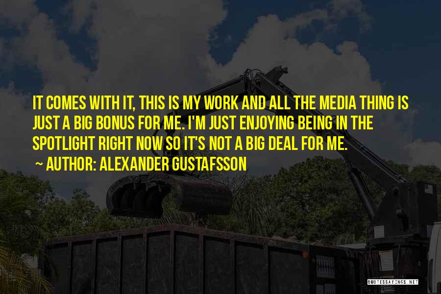 Alexander Gustafsson Quotes: It Comes With It, This Is My Work And All The Media Thing Is Just A Big Bonus For Me.