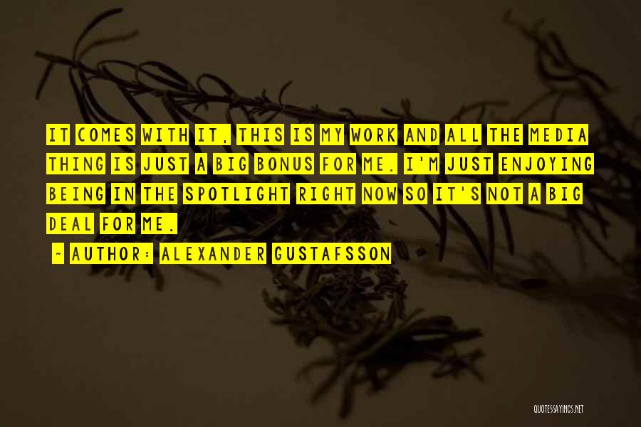 Alexander Gustafsson Quotes: It Comes With It, This Is My Work And All The Media Thing Is Just A Big Bonus For Me.